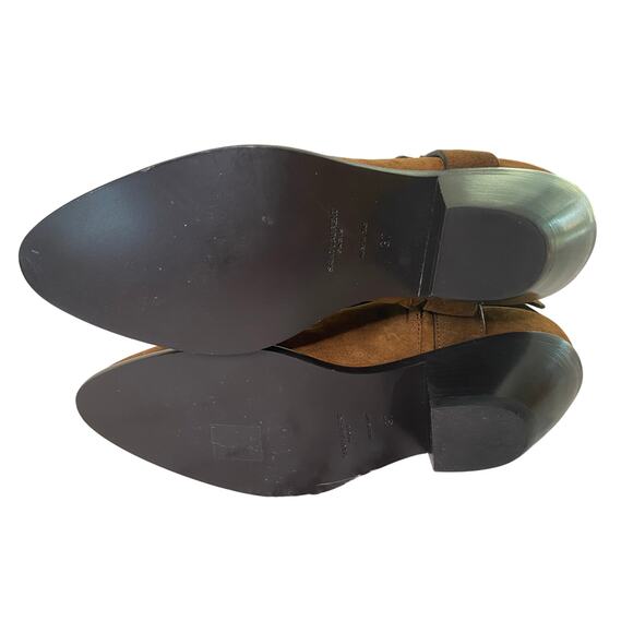 Saint Laurent Suede Leather Boot West Harness Cowboy Western Coastal Sz 37/7 - Picture 10 of 13